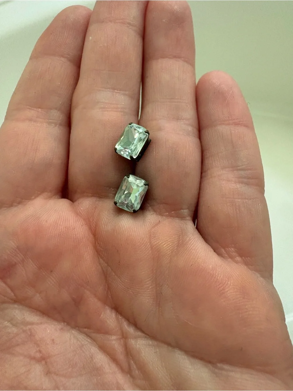 Sorrelli Aquamarine Rectangular Stud Earrings - Light Blue Crystal
